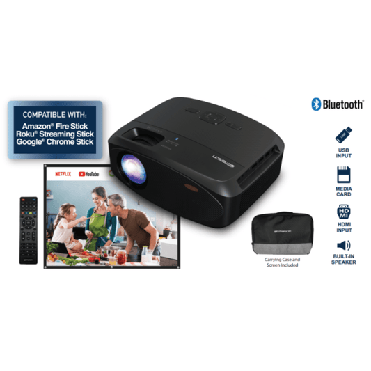 Emerson 210" Projector Combo - Home Theater LCD with Screen 2025