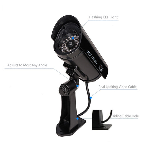 Dummy Security Camera - Fake CCTV Dome with Flashing Red Light
