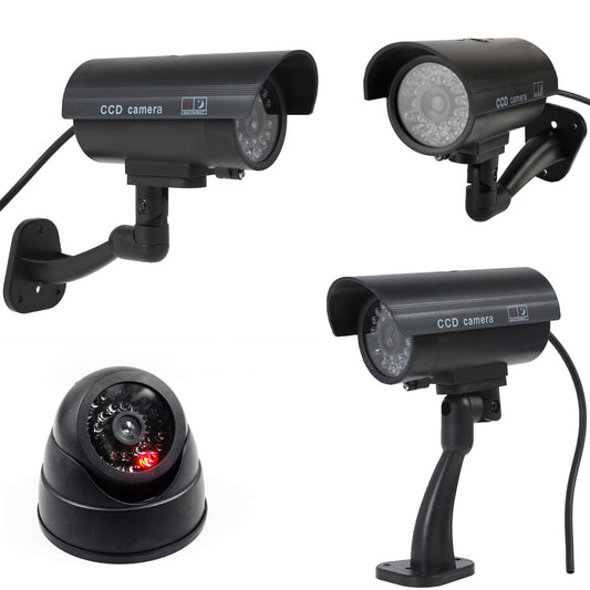 Dummy Security Camera - Fake CCTV Dome with Flashing Red Light